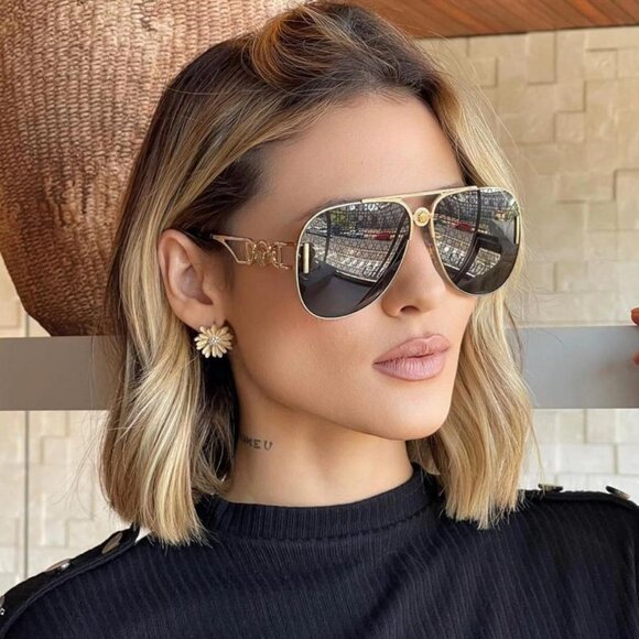 Versace VE2255 100287 Aviator Sunglasses – Gold/Dark Grey - Picture 9 of 11